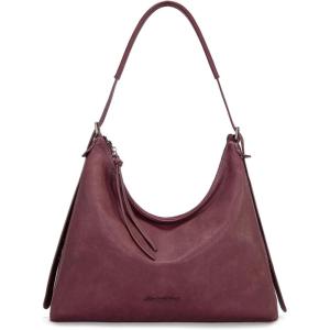 Montana West Hobo Bags for Women Slouchy Shoulder Handbags Ultra Soft Vegan Leather Ladies Crossbody Purse With Zipper(Burgundy)