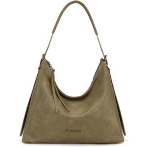 Montana West Hobo Bags for Women Slouchy Shoulder Handbags Ultra Soft Vegan Leather Ladies Crossbody Purse With Zipper(Green Dark)