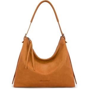 Montana West Hobo Bags for Women Slouchy Shoulder Handbags Ultra Soft Vegan Leather Ladies Crossbody Purse With Zipper(Light Brown)