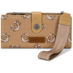 Montana West X Wrangler Wristlet Wallet Purple Daisy Floral Wallet, Card Cases & Money Organizers Large Capacity Bifold Wallets Ladies Female Travel Clutch Wallets with ID Window(Daisy-Dark Brown)