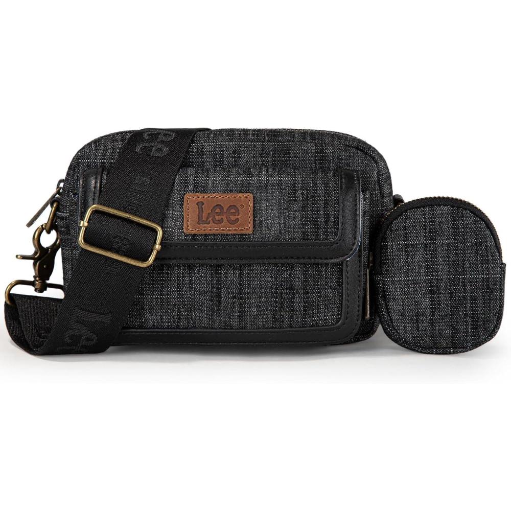 imageMontana West x Lee Denim Small Crossbody Bags for Women Cute Shoulder Handbag with Headphone PouchBlack