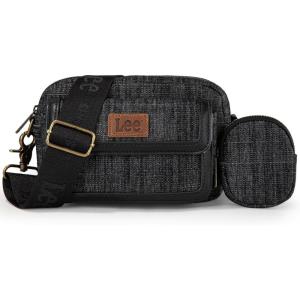 Montana West x Lee Denim Small Crossbody Bags for Women Cute Shoulder Handbag with Headphone Pouch(Black)