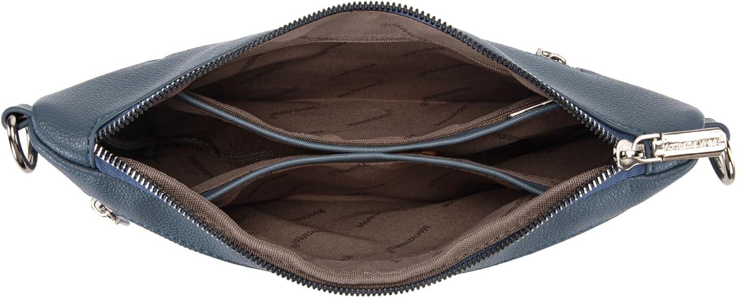 imageMontana West Crossbody Bag for Women with Dual Zipper Pockets Bum Bag Fanny Packs Sling Chest Purse with Wide Adjustable Strap Lightweight Everyday TravelBlue