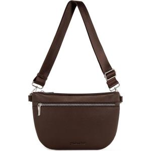 Montana West Crossbody Bag for Women with Dual Zipper Pockets, Bum Bag Fanny Packs Sling Chest Purse with Wide Adjustable Strap, Lightweight Everyday Travel(Chocolate)