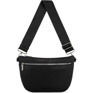 Montana West Crossbody Bag for Women with Dual Zipper Pockets, Bum Bag Fanny Packs Sling Chest Purse with Wide Adjustable Strap, Lightweight Everyday Travel(Black)