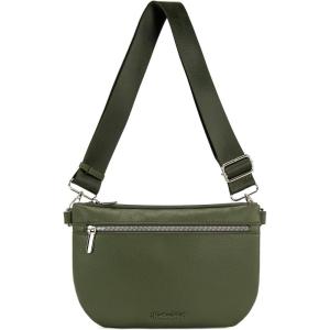 Montana West Crossbody Bag for Women with Dual Zipper Pockets, Bum Bag Fanny Packs Sling Chest Purse with Wide Adjustable Strap, Lightweight Everyday Travel(Green)