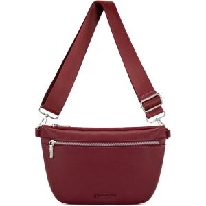 Montana West Crossbody Bag for Women with Dual Zipper Pockets, Bum Bag Fanny Packs Sling Chest Purse with Wide Adjustable Strap, Lightweight Everyday Travel(Burgundy)
