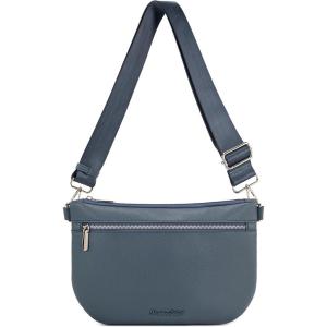 Montana West Crossbody Bag for Women with Dual Zipper Pockets, Bum Bag Fanny Packs Sling Chest Purse with Wide Adjustable Strap, Lightweight Everyday Travel(Blue)