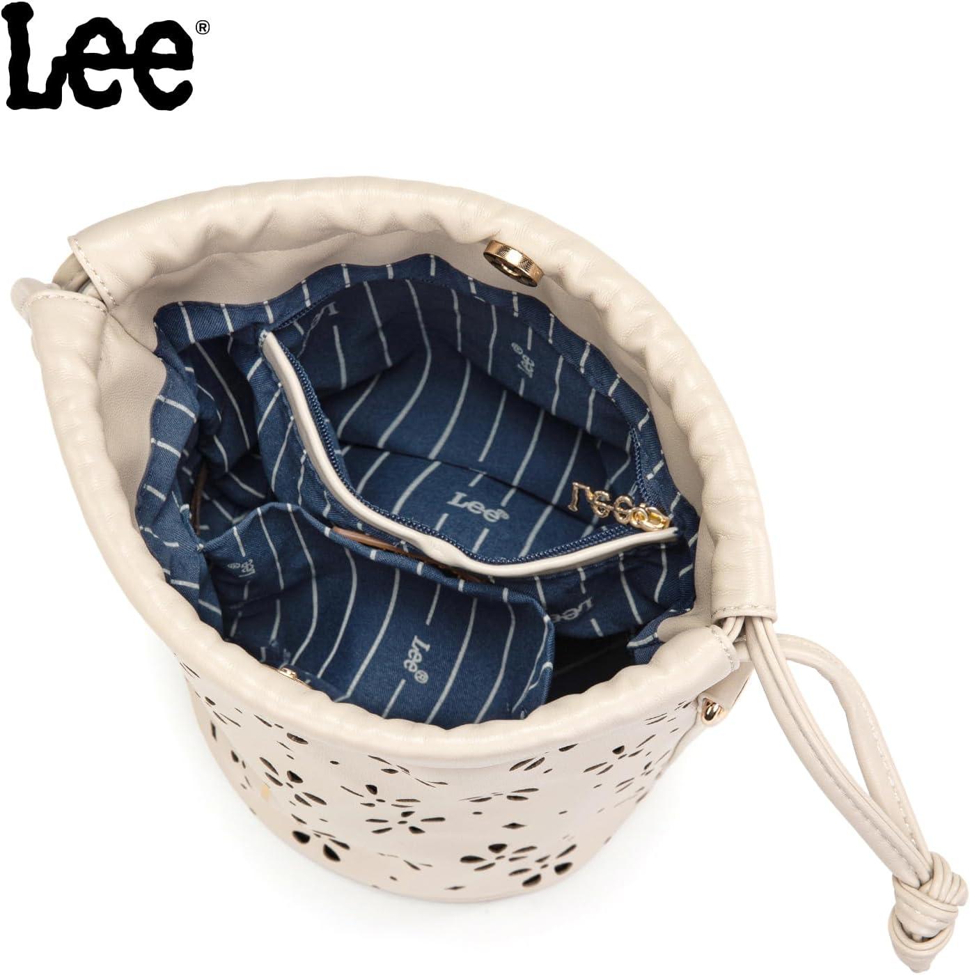 imageLEE Crossbody Bags for WomenLeather Bucket Bag with Detachable Strap Water Resistant Small Lightweight Bag for Work TravelTan