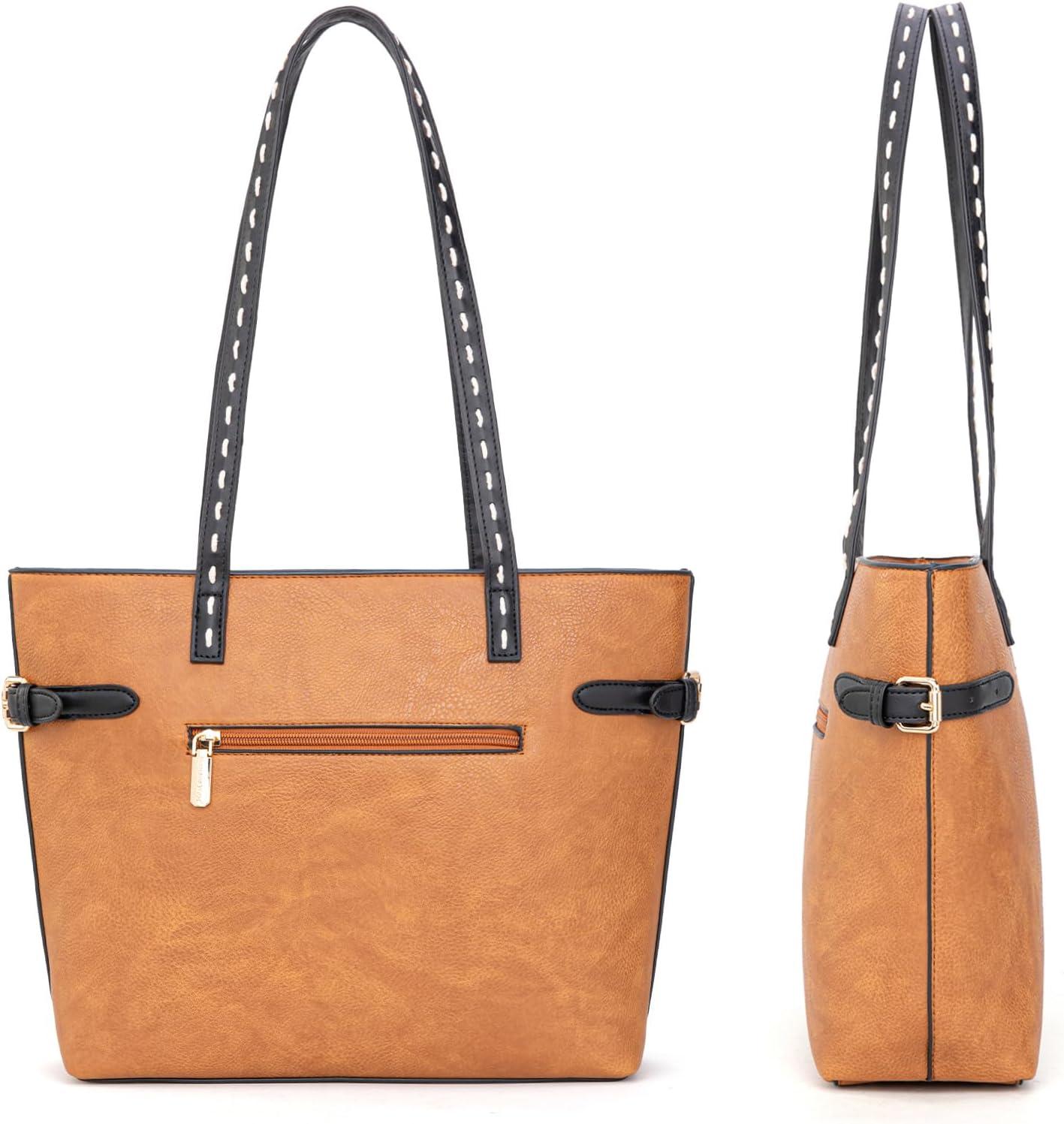 imageMontana West Minimalist Tote Bag for Women handbags Elegant Top Handle Satchel Purse EverydayAmber Brown