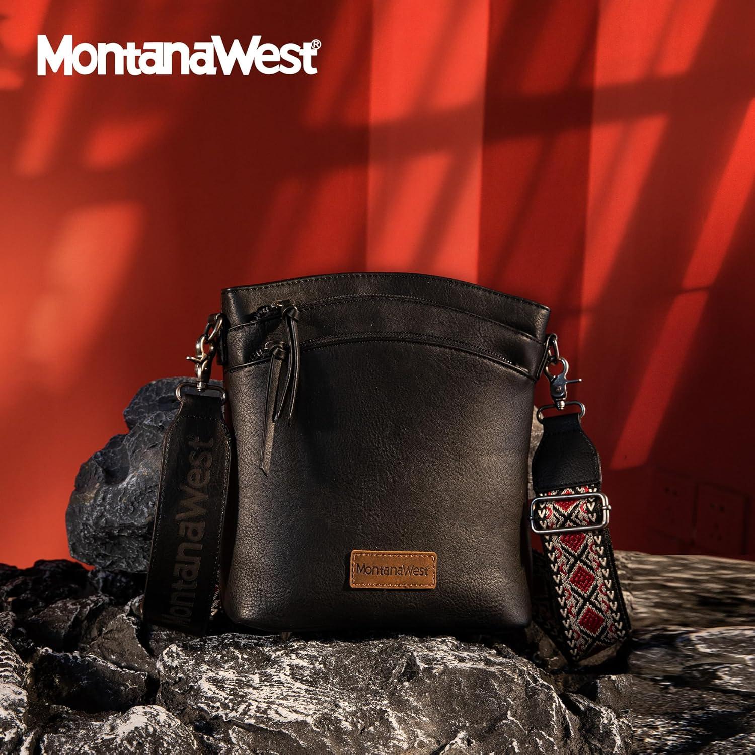imageMontana West Multi Zip Pocket Large Crossbody Bag With Guitar StrapA Classic Black