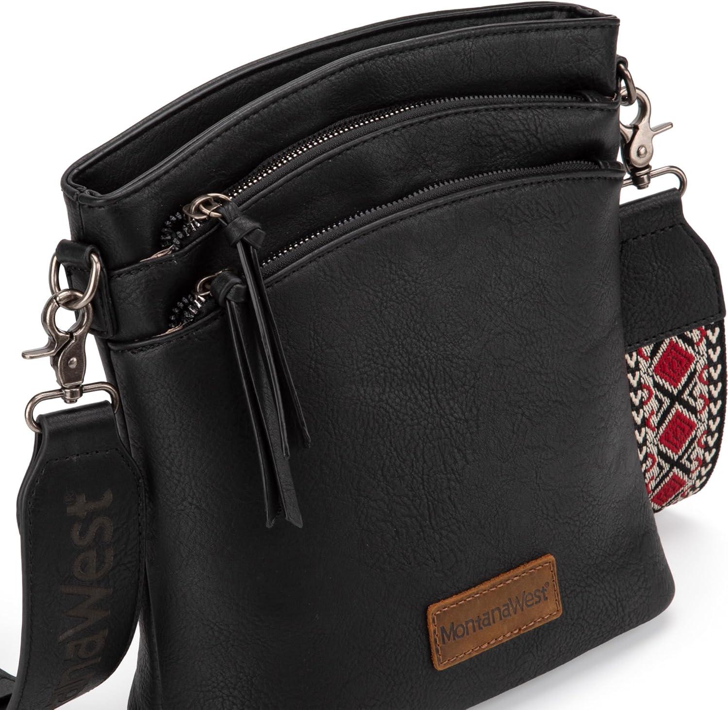 imageMontana West Multi Zip Pocket Large Crossbody Bag With Guitar StrapA Classic Black