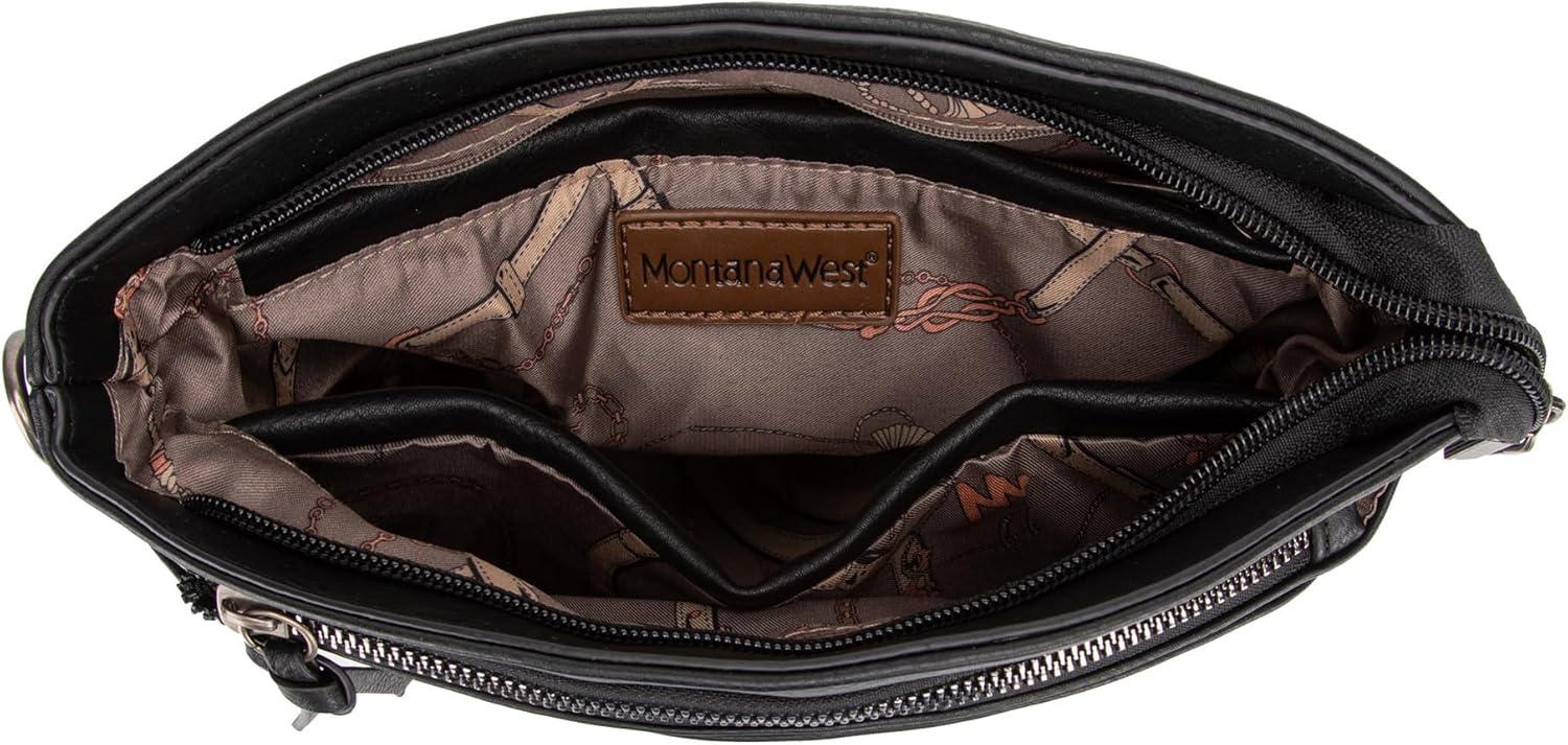 imageMontana West Multi Zip Pocket Large Crossbody Bag With Guitar StrapA Classic Black