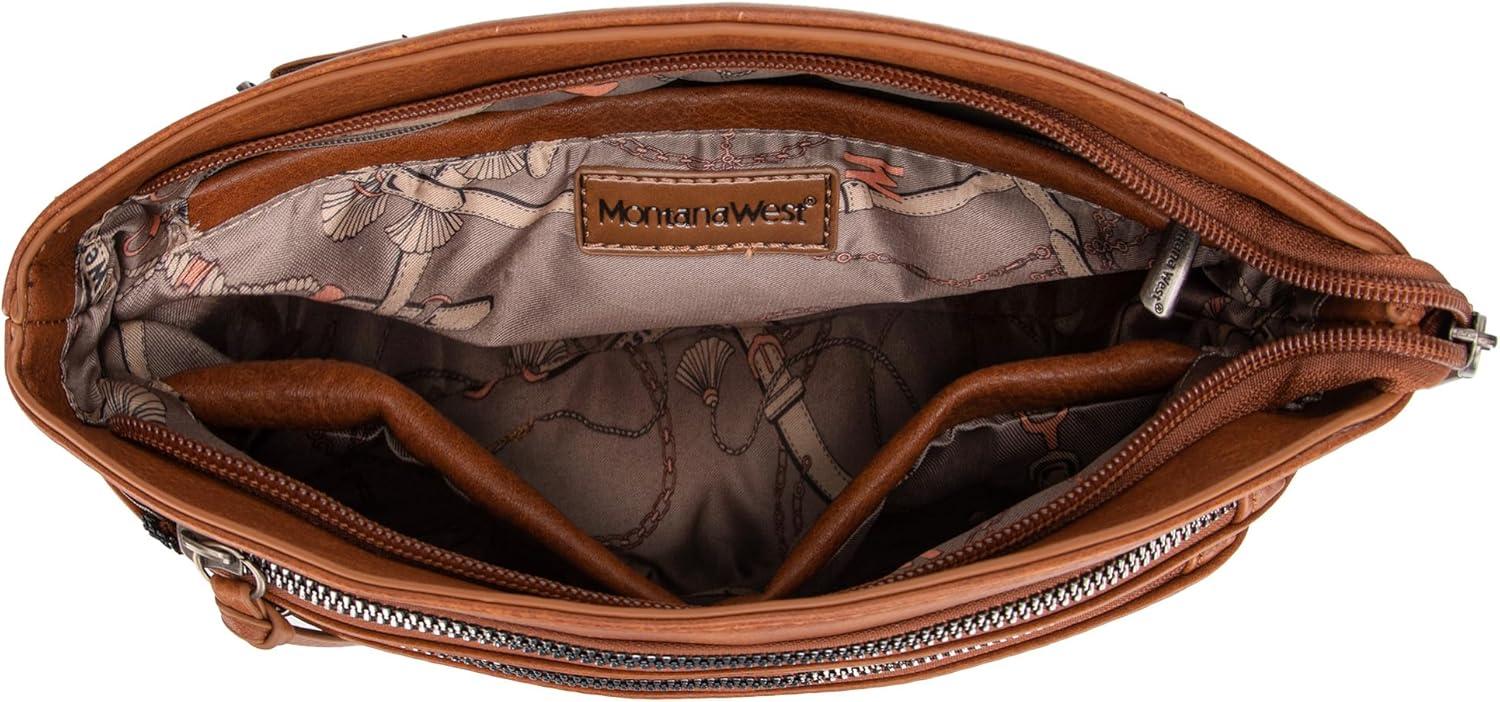 imageMontana West Multi Zip Pocket Large Crossbody Bag With Guitar StrapA Classic Dark Brown