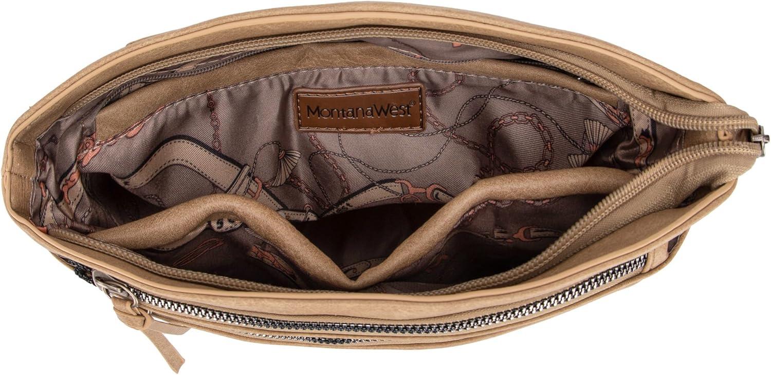 imageMontana West Multi Zip Pocket Large Crossbody Bag With Guitar StrapA Classic Khaki