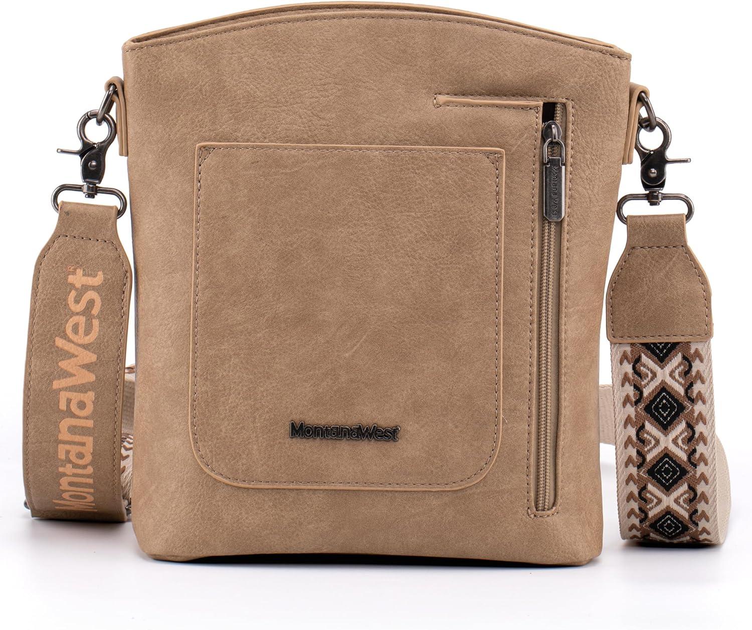 imageMontana West Multi Zip Pocket Large Crossbody Bag With Guitar StrapA Classic Khaki