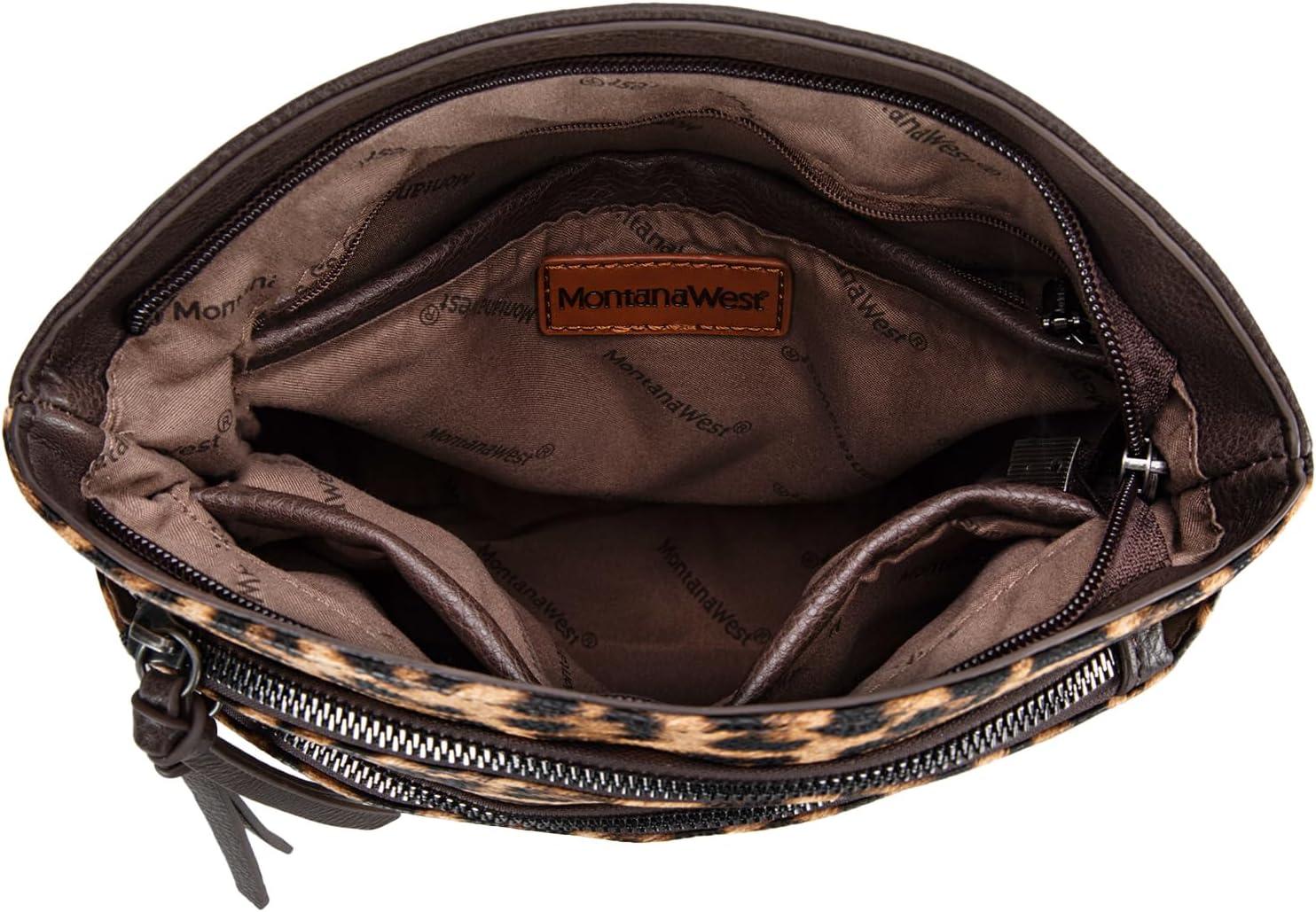 imageMontana West Multi Zip Pocket Large Crossbody Bag With Guitar StrapA Classic Leopard Pattern