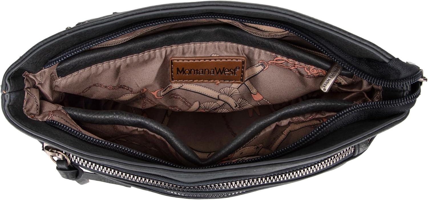 imageMontana West Multi Zip Pocket Large Crossbody Bag With Guitar StrapA Classic Navy Blue