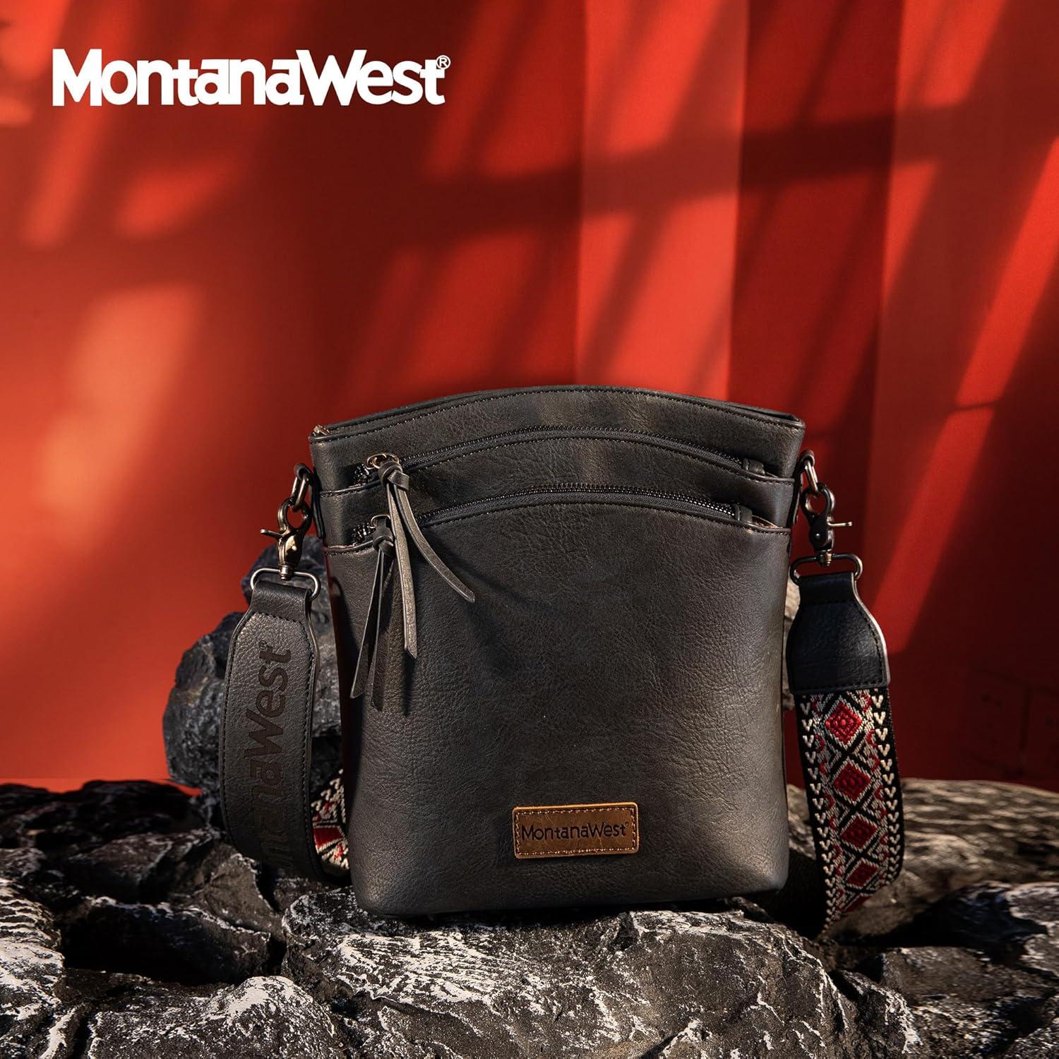 imageMontana West Multi Zip Pocket Large Crossbody Bag With Guitar StrapA Classic Navy Blue