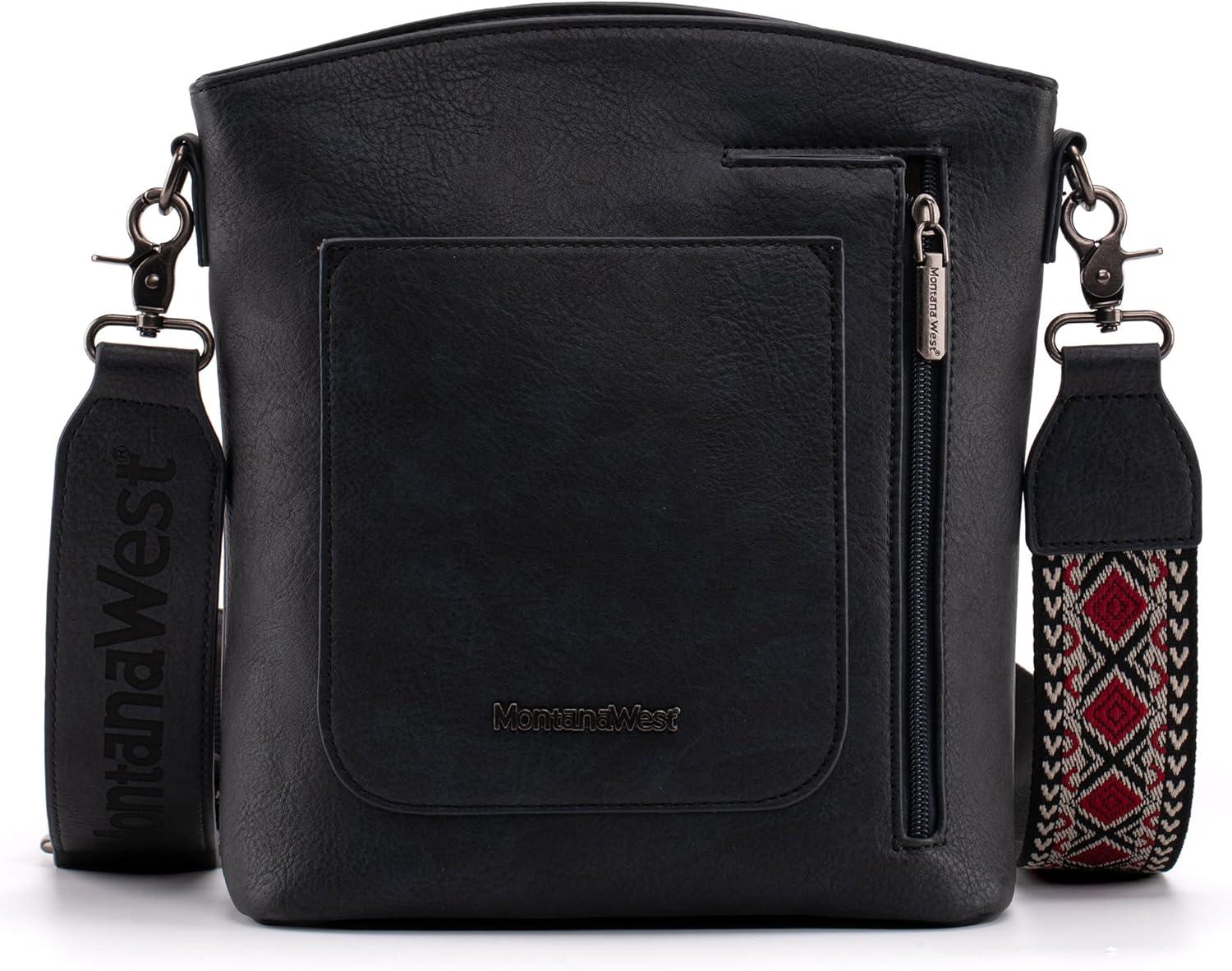 imageMontana West Multi Zip Pocket Large Crossbody Bag With Guitar StrapA Classic Navy Blue