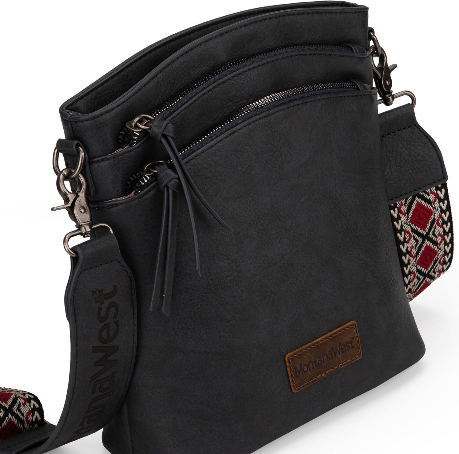 imageMontana West Multi Zip Pocket Large Crossbody Bag With Guitar StrapA Classic Navy Blue