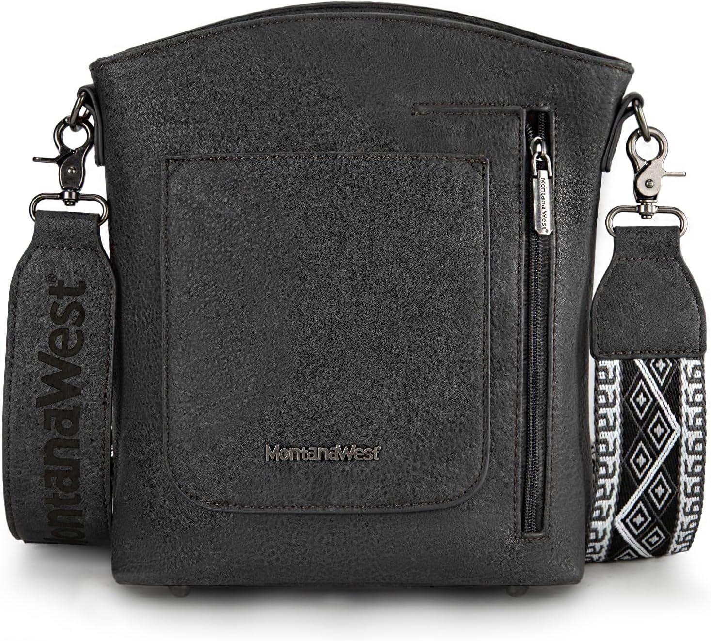 imageMontana West Multi Zip Pocket Large Crossbody Bag With Guitar StrapA Gray