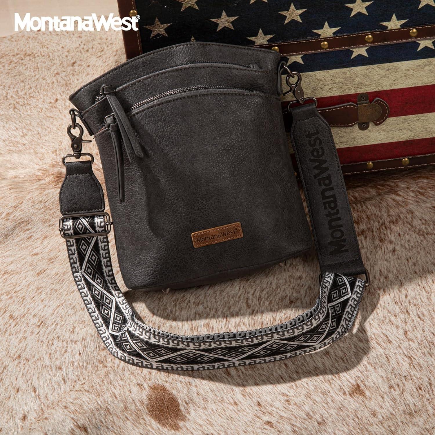 imageMontana West Multi Zip Pocket Large Crossbody Bag With Guitar StrapA Gray