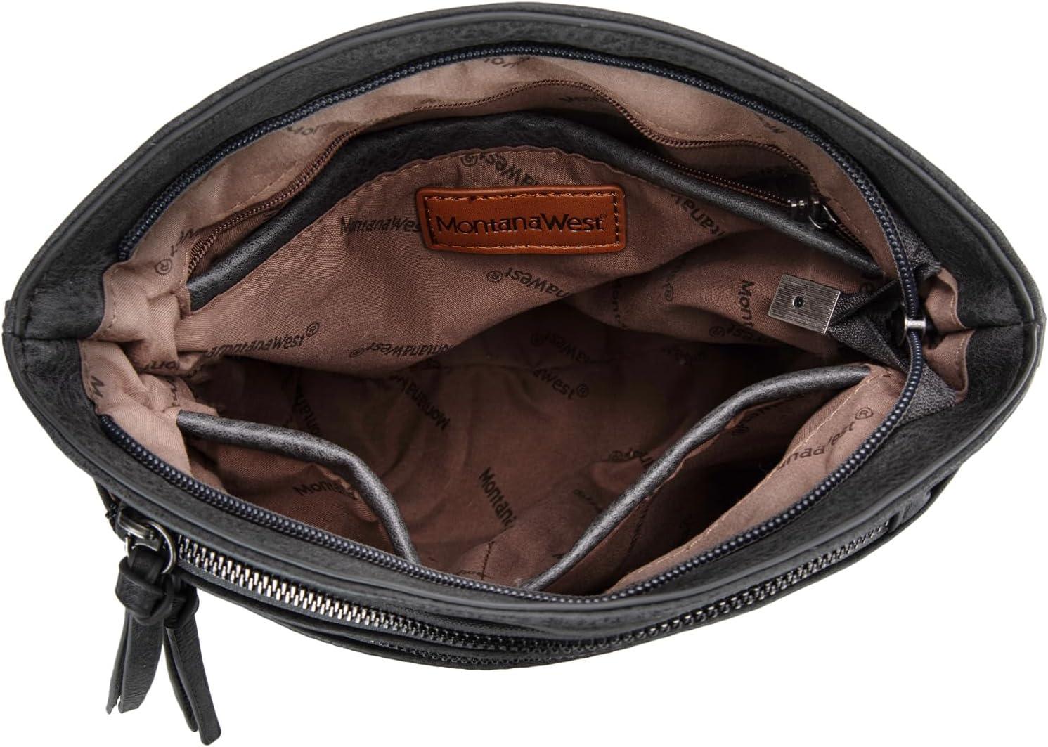 imageMontana West Multi Zip Pocket Large Crossbody Bag With Guitar StrapA Gray