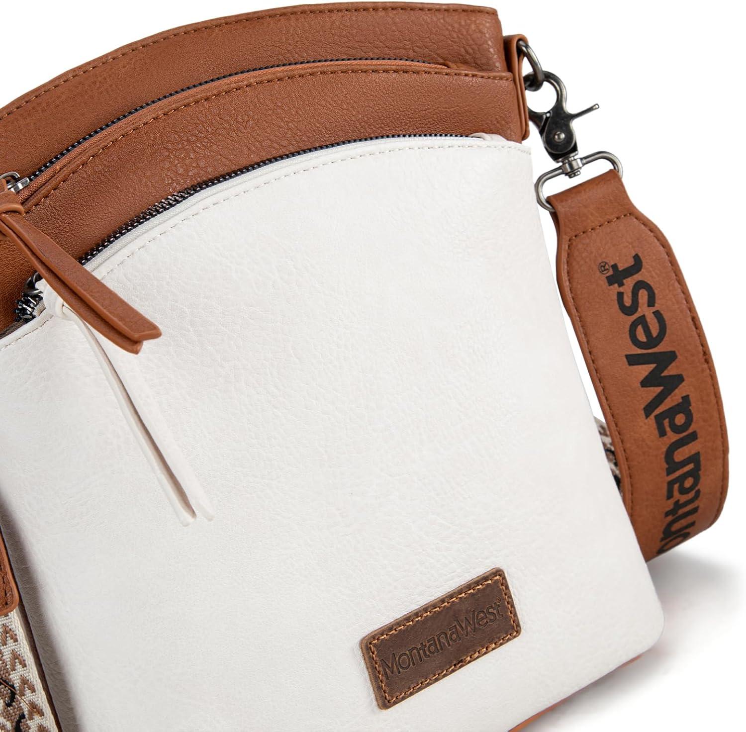 imageMontana West Multi Zip Pocket Large Crossbody Bag With Guitar StrapBrownBeige