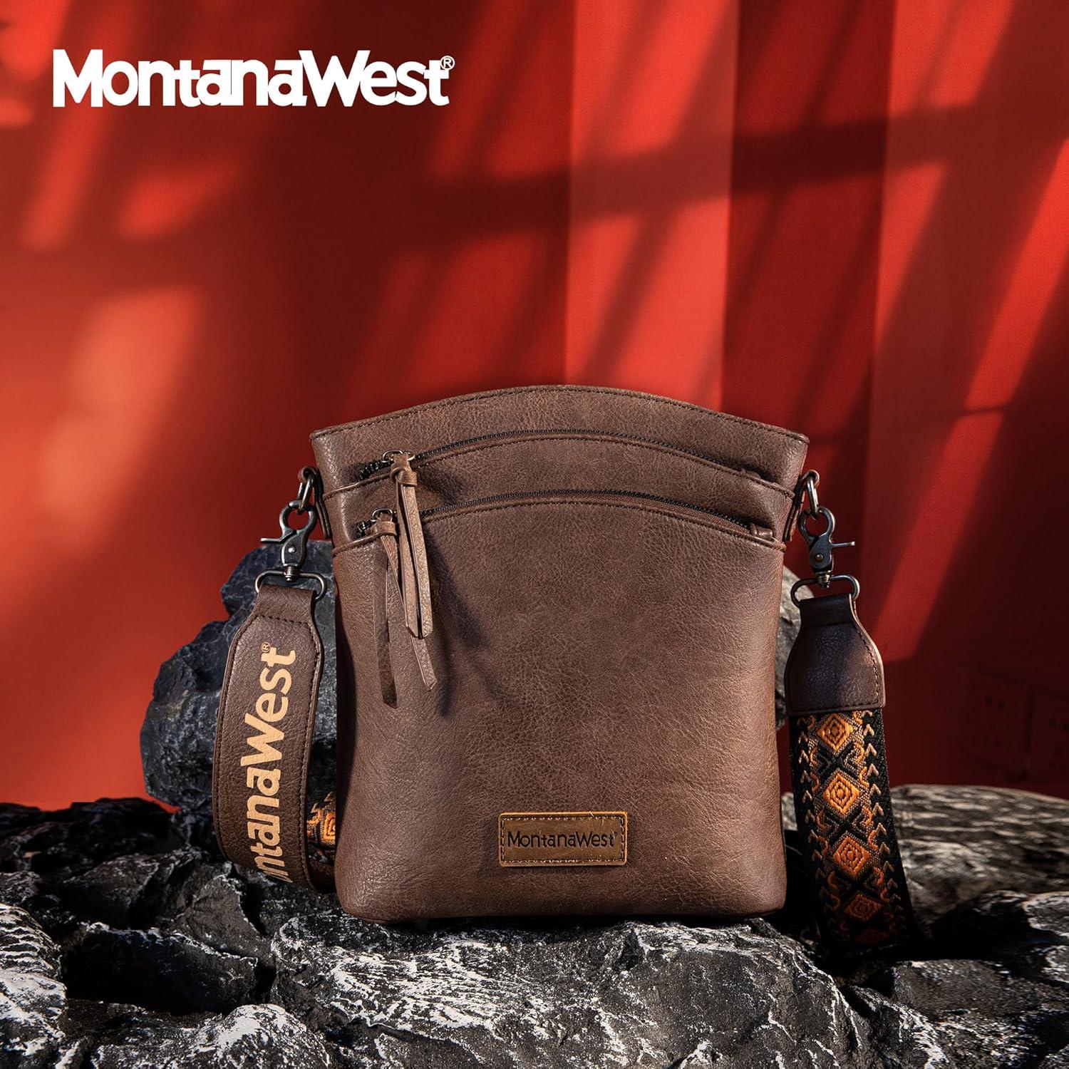 imageMontana West Multi Zip Pocket Large Crossbody Bag With Guitar StrapClassic Coffee
