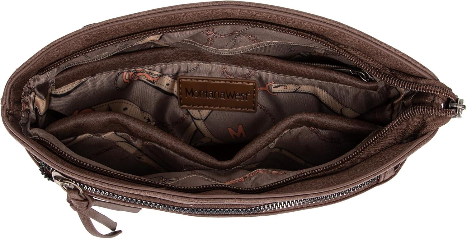 imageMontana West Multi Zip Pocket Large Crossbody Bag With Guitar StrapClassic Coffee