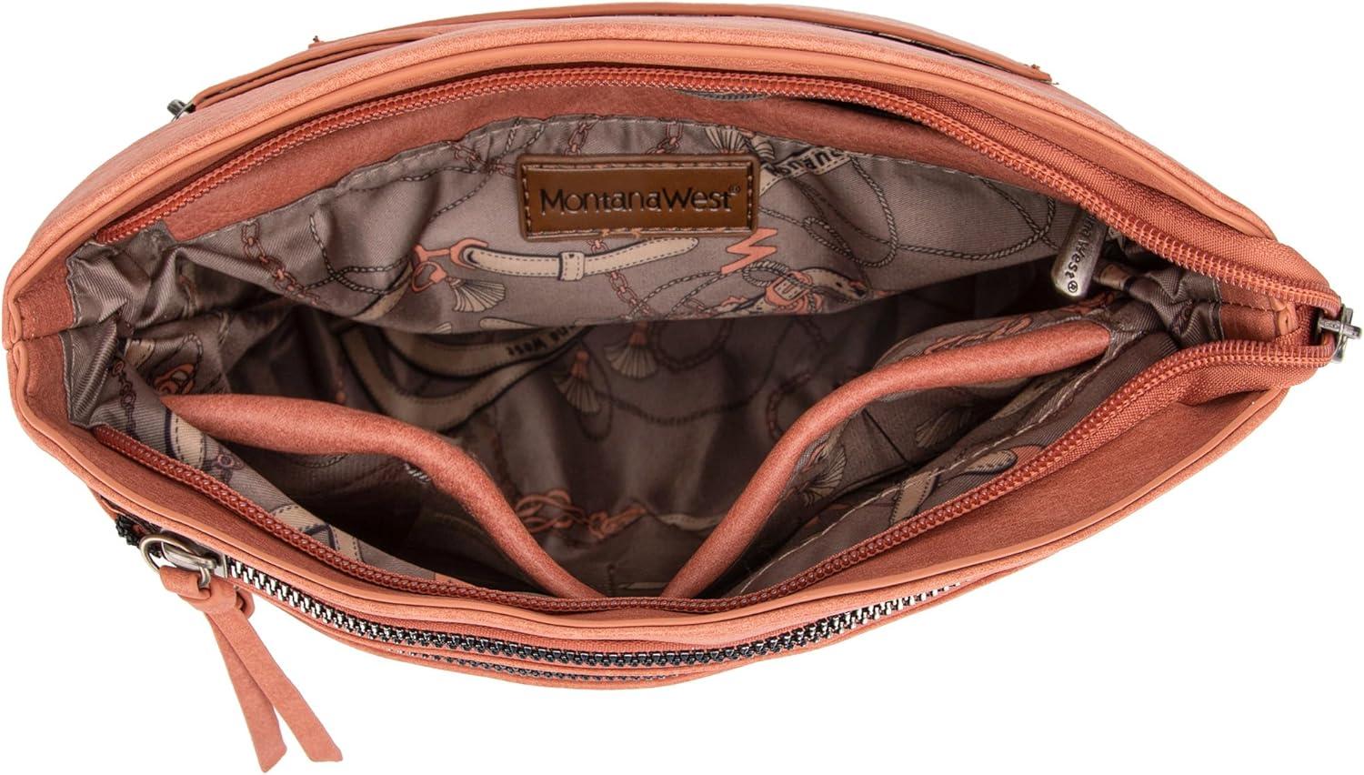imageMontana West Multi Zip Pocket Large Crossbody Bag With Guitar StrapClassic Pink