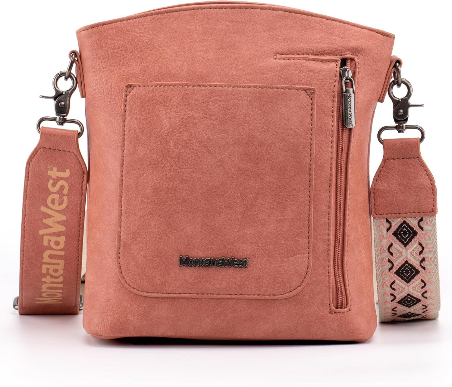 imageMontana West Multi Zip Pocket Large Crossbody Bag With Guitar StrapClassic Pink
