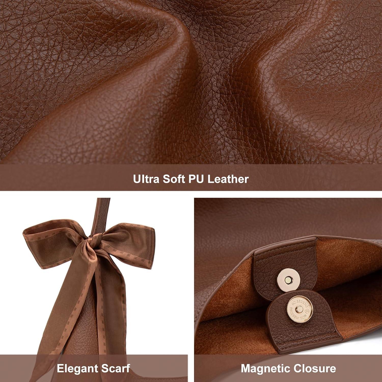 imageMontana West Slouchy Hobo Bag for Women Shoulder Purses and Handbags with ScarfDark Brown