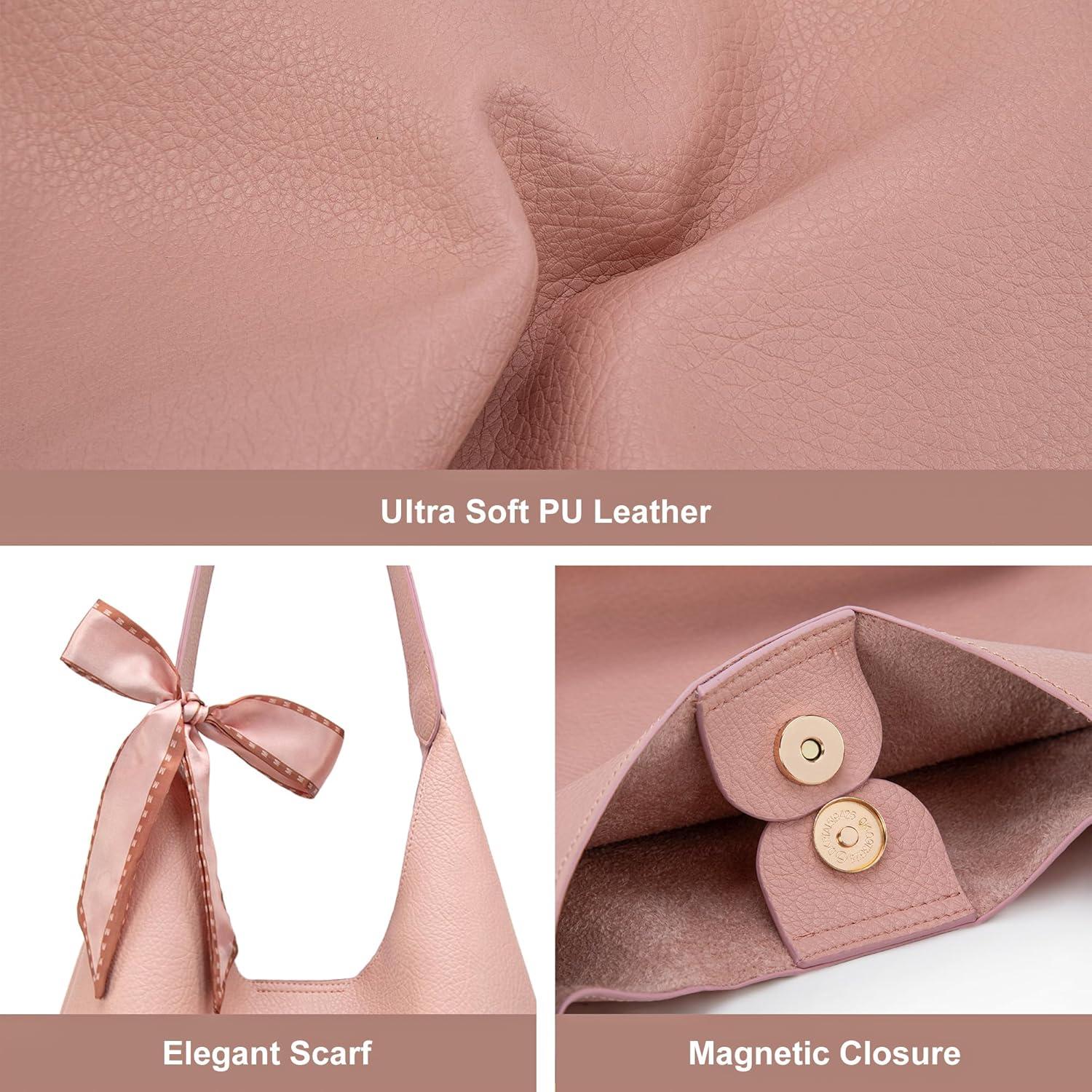 imageMontana West Slouchy Hobo Bag for Women Shoulder Purses and Handbags with ScarfPeach Pink
