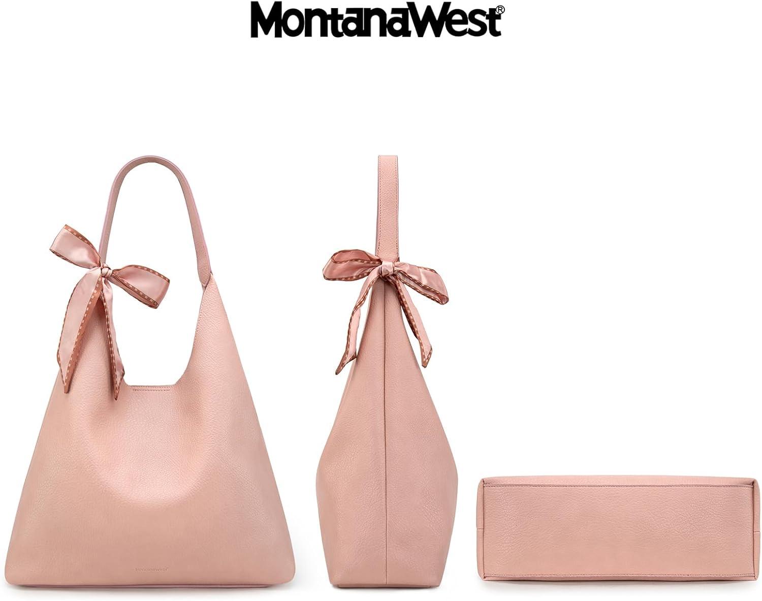 imageMontana West Slouchy Hobo Bag for Women Shoulder Purses and Handbags with ScarfPeach Pink