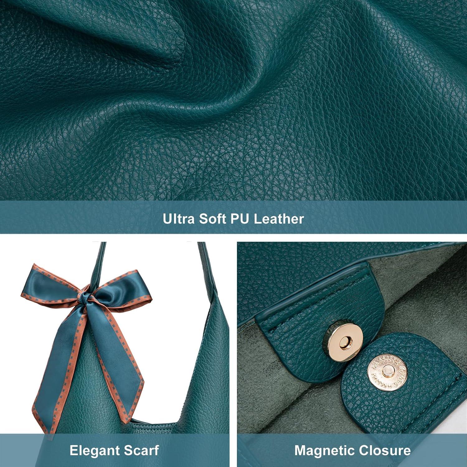 imageMontana West Slouchy Hobo Bag for Women Shoulder Purses and Handbags with ScarfTeal Blue