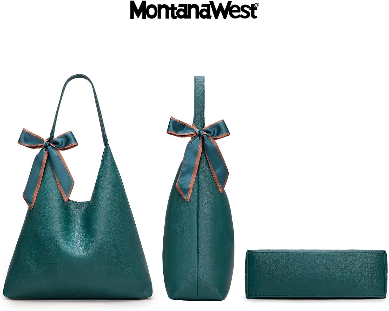 imageMontana West Slouchy Hobo Bag for Women Shoulder Purses and Handbags with ScarfTeal Blue