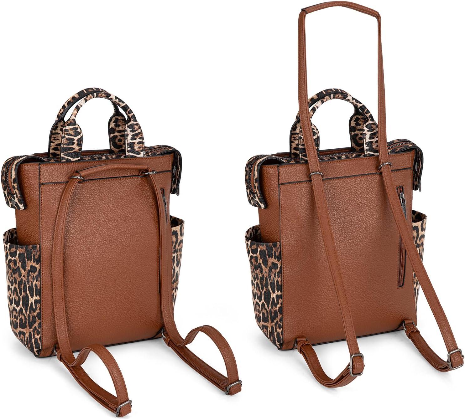 imageMontana West Wrangler Cow Print Backpack Purse for Women Vegan Leather Ladies Convertible Backpack Stylish Anti Theft Backpack with Adjustable StrapA Patten Leopard Print