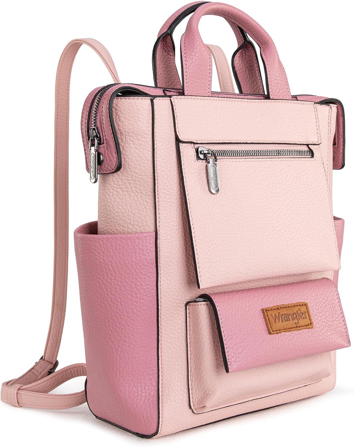 imageMontana West Wrangler Cow Print Backpack Purse for Women Vegan Leather Ladies Convertible Backpack Stylish Anti Theft Backpack with Adjustable StrapD Dark Pink