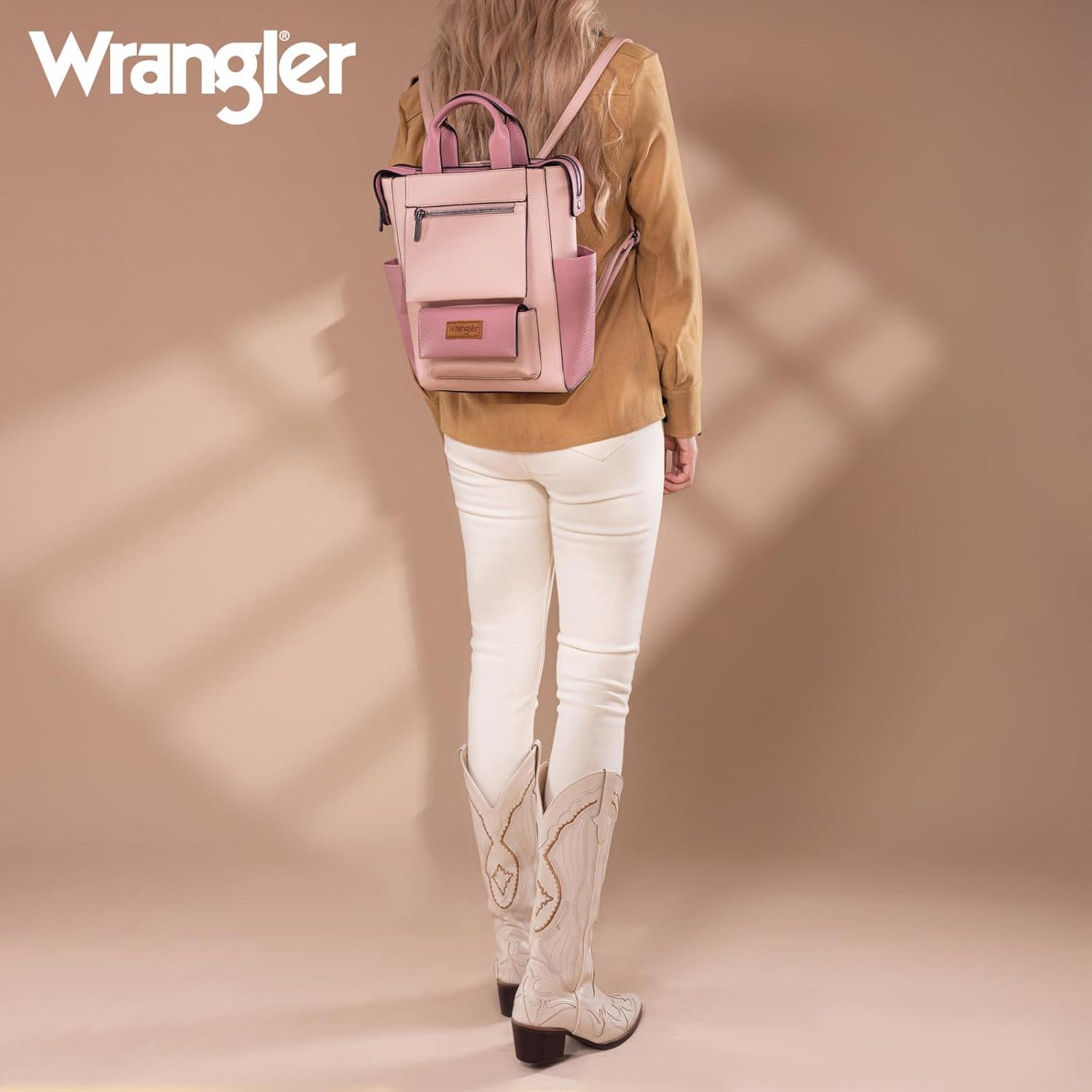 imageMontana West Wrangler Cow Print Backpack Purse for Women Vegan Leather Ladies Convertible Backpack Stylish Anti Theft Backpack with Adjustable StrapD Dark Pink