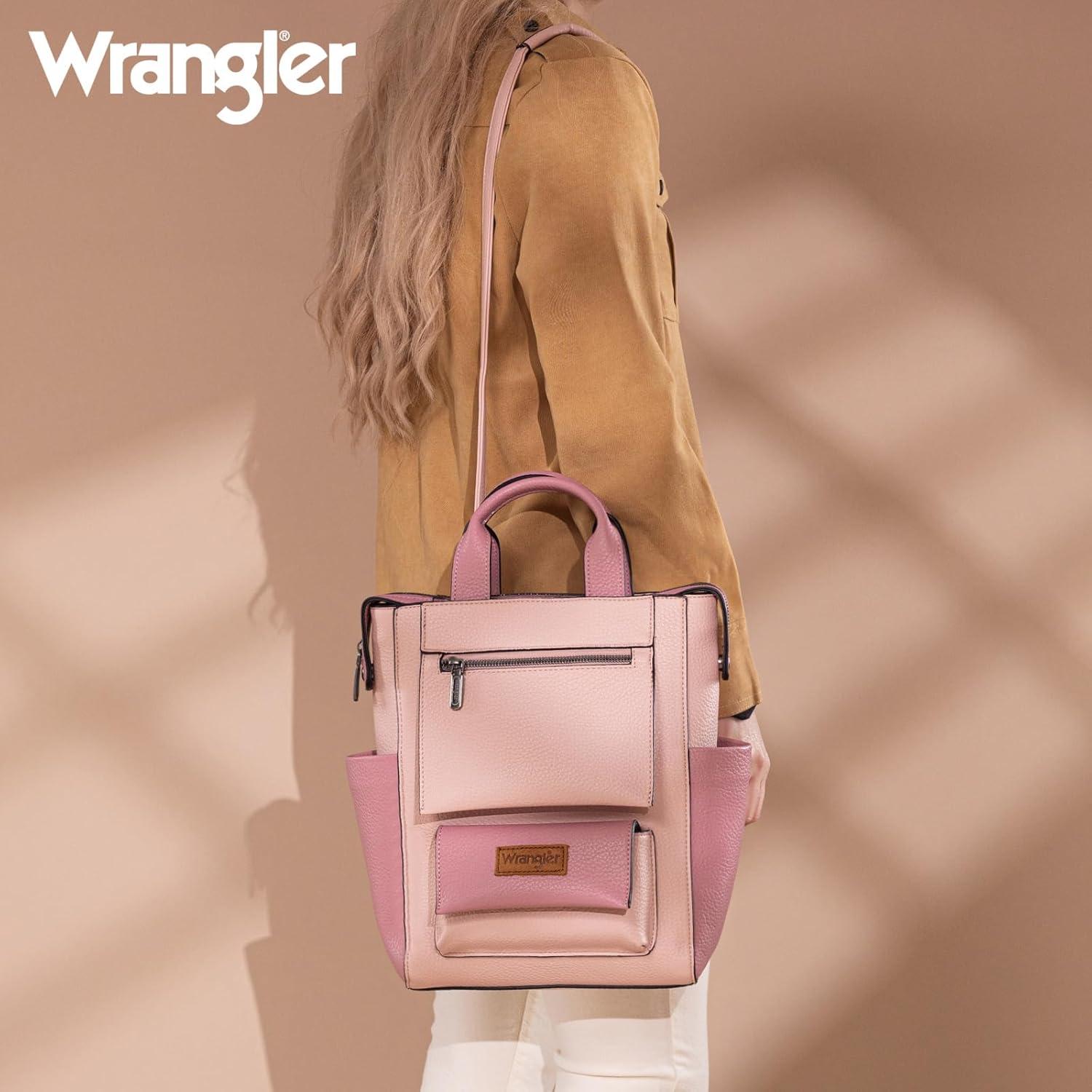 imageMontana West Wrangler Cow Print Backpack Purse for Women Vegan Leather Ladies Convertible Backpack Stylish Anti Theft Backpack with Adjustable StrapD Dark Pink
