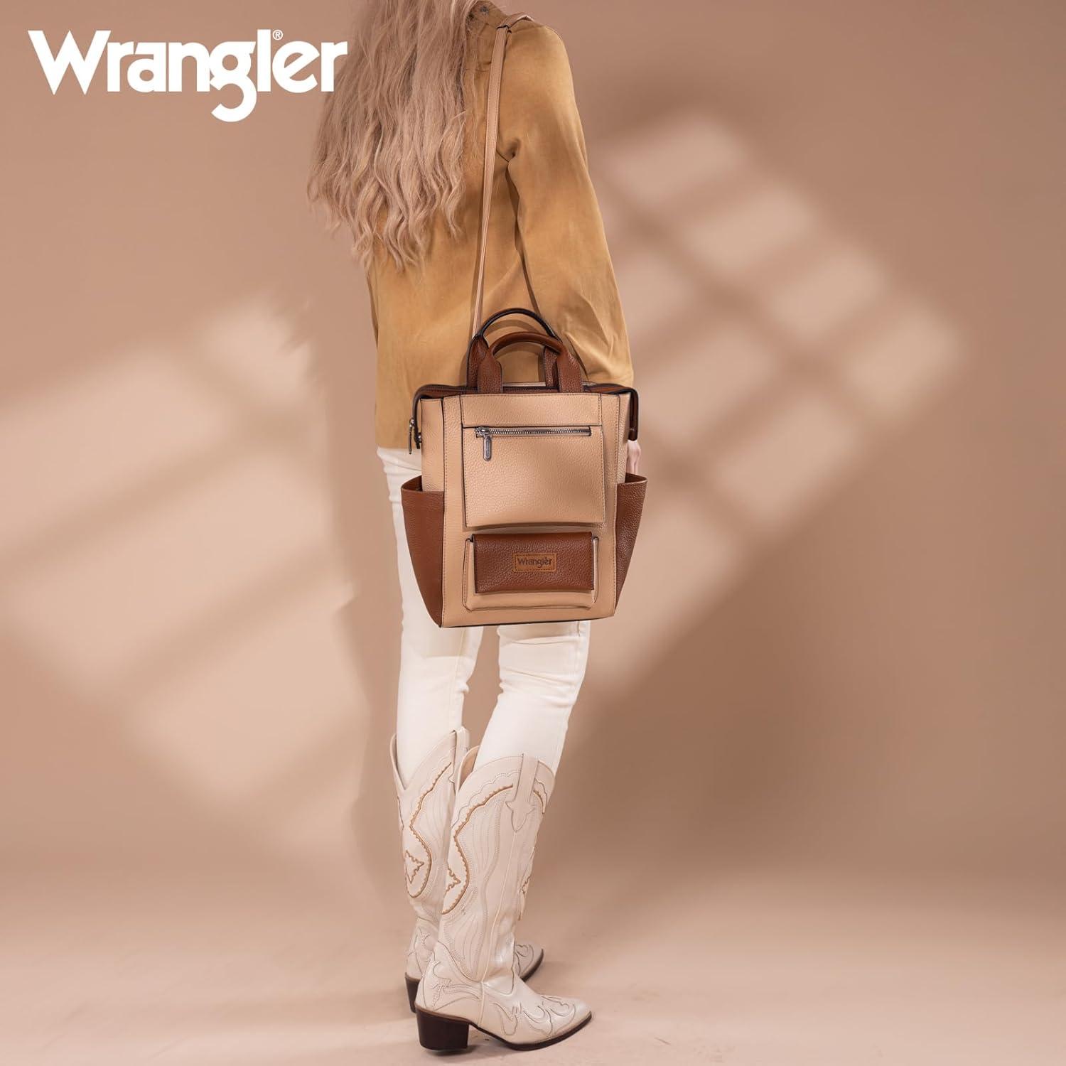 imageMontana West Wrangler Cow Print Backpack Purse for Women Vegan Leather Ladies Convertible Backpack Stylish Anti Theft Backpack with Adjustable StrapDclassic Tan
