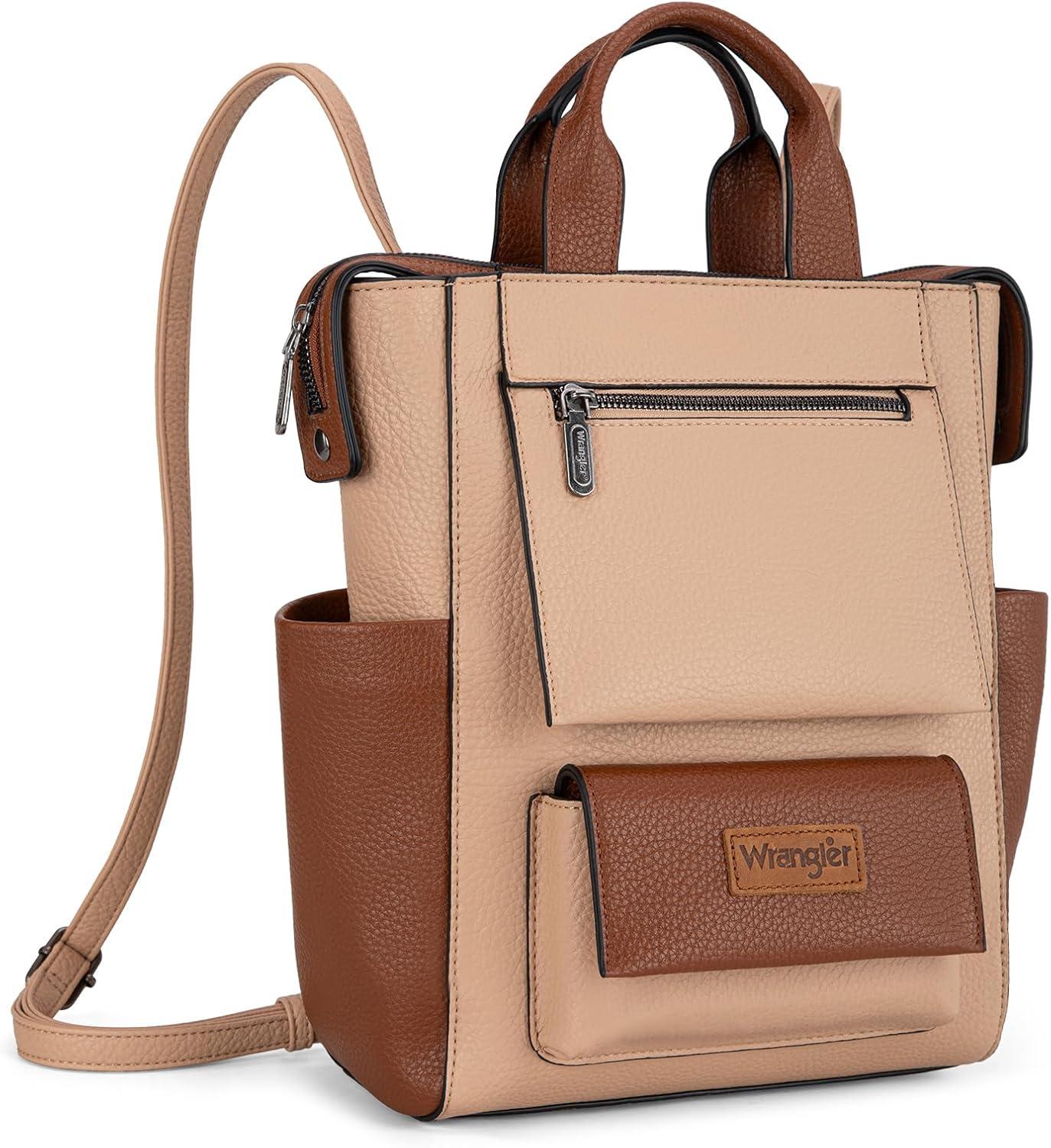 imageMontana West Wrangler Cow Print Backpack Purse for Women Vegan Leather Ladies Convertible Backpack Stylish Anti Theft Backpack with Adjustable StrapDclassic Tan