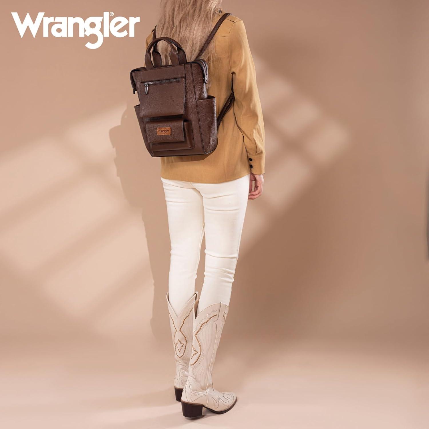 imageMontana West Wrangler Cow Print Backpack Purse for Women Vegan Leather Ladies Convertible Backpack Stylish Anti Theft Backpack with Adjustable StrapPatten Coffee