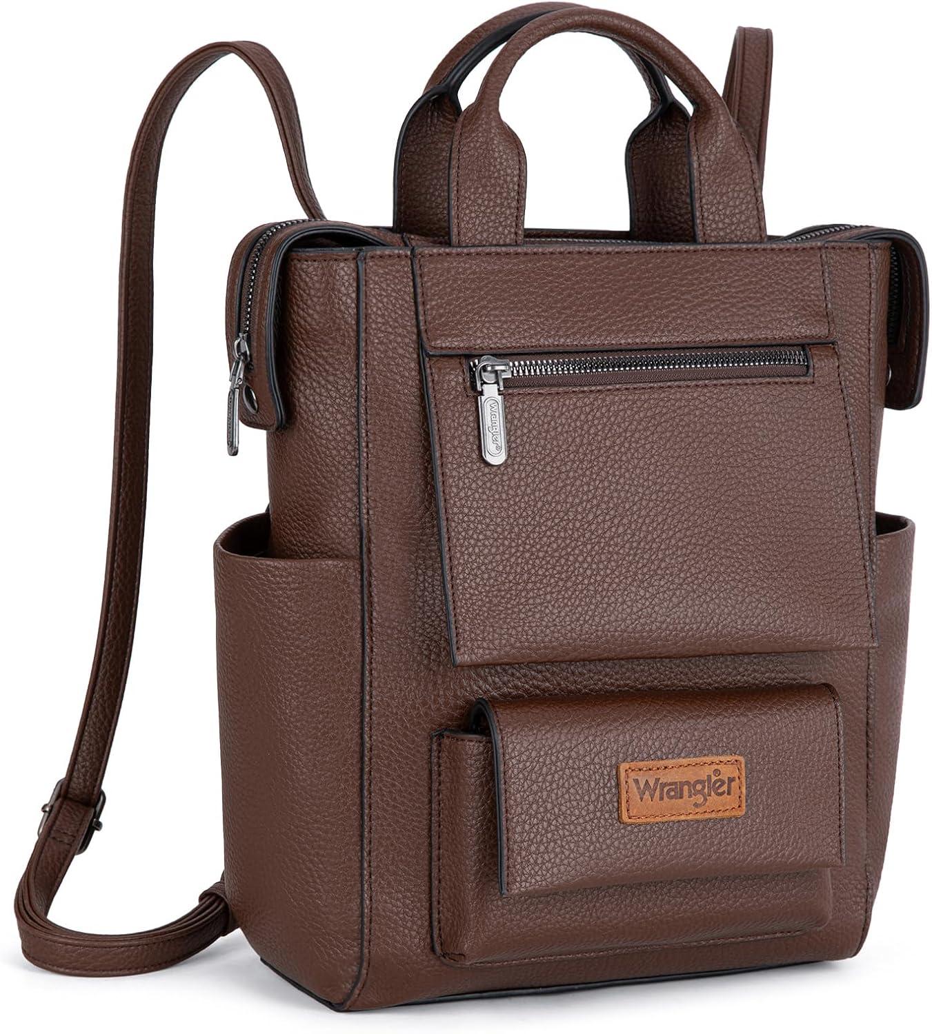 imageMontana West Wrangler Cow Print Backpack Purse for Women Vegan Leather Ladies Convertible Backpack Stylish Anti Theft Backpack with Adjustable StrapPatten Coffee