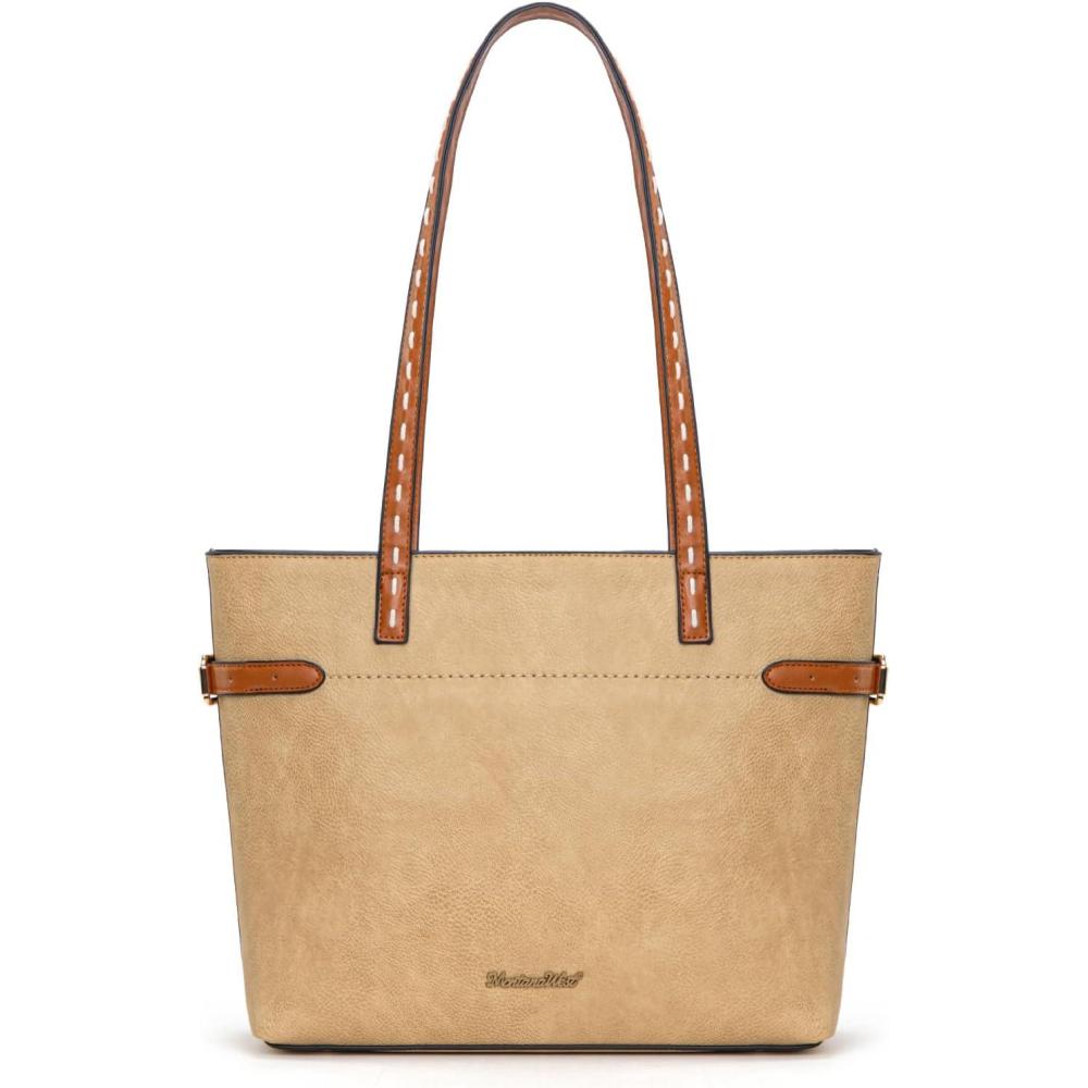 imageMontana West Minimalist Tote Bag for Women handbags Elegant Top Handle Satchel Purse EverydayPale Khaki