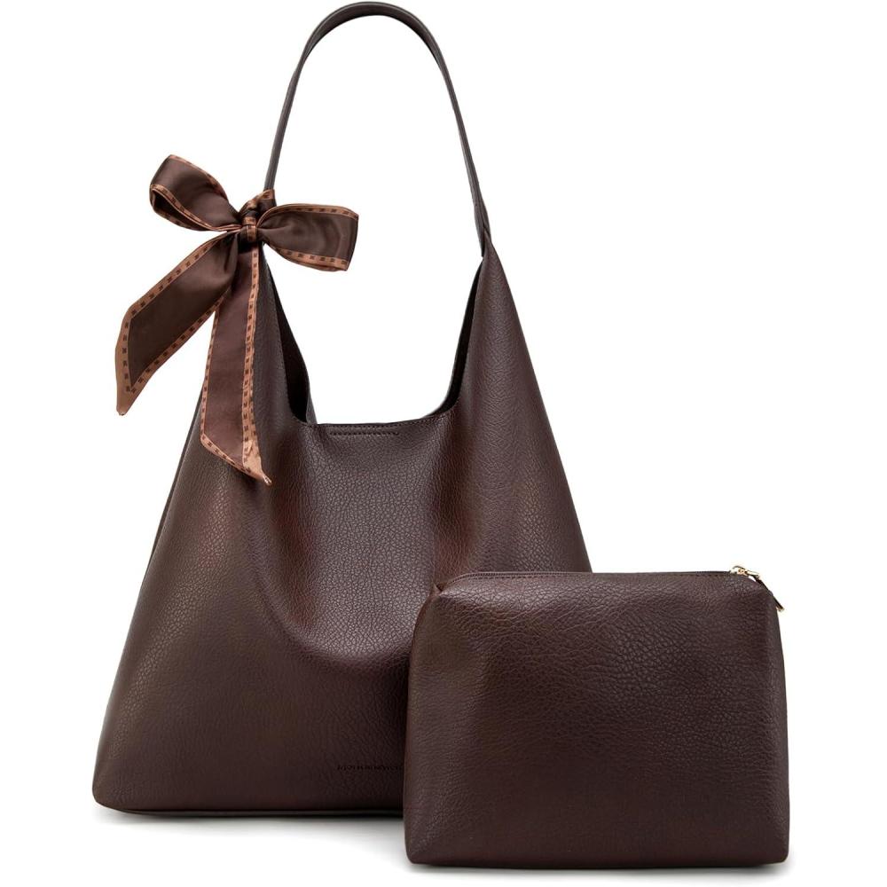 imageMontana West Slouchy Hobo Bag for Women Shoulder Purses and Handbags with ScarfDark Coffee