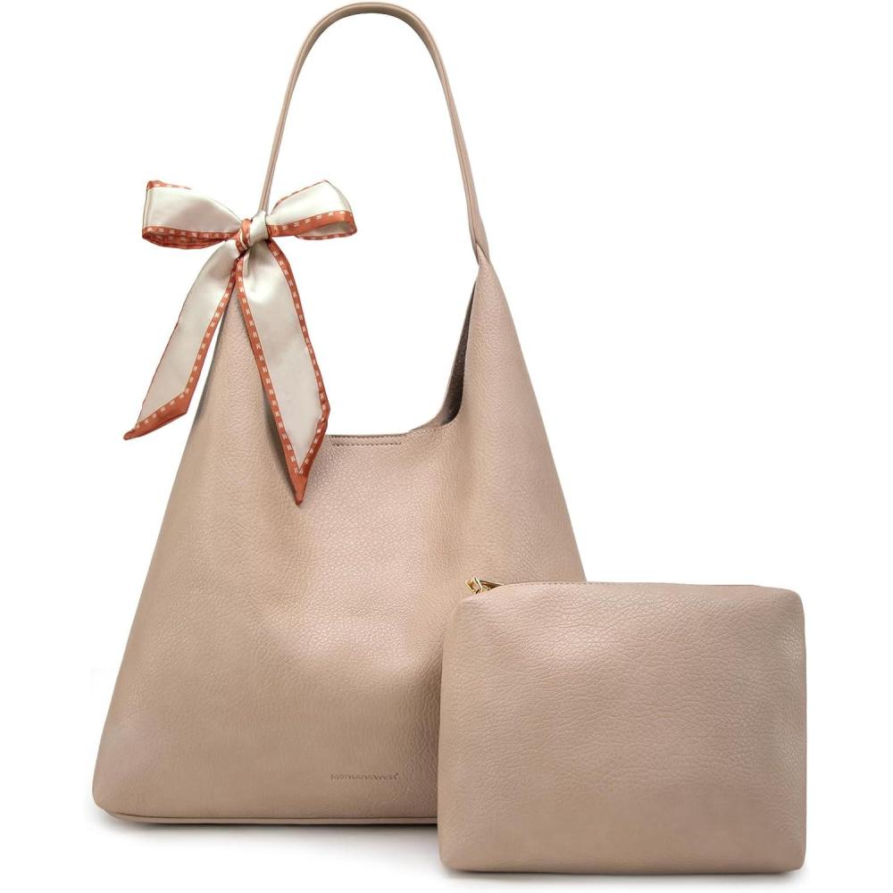 imageMontana West Slouchy Hobo Bag for Women Shoulder Purses and Handbags with ScarfMousse Tan