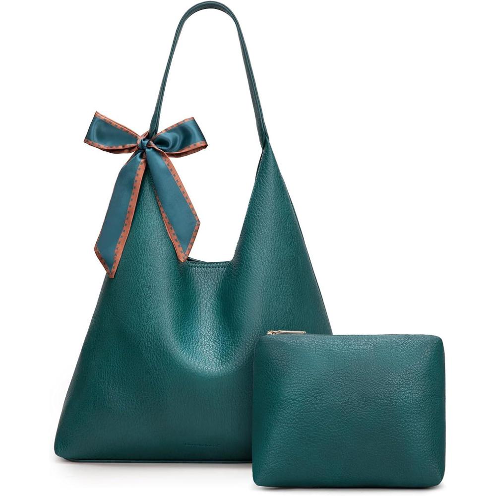 imageMontana West Slouchy Hobo Bag for Women Shoulder Purses and Handbags with ScarfTeal Blue